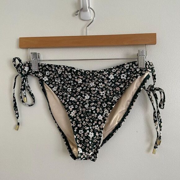 Peony Petite Fleur Tie Side Pant Bikini Swim Bottoms Black Floral 14 or US 10 - Picture 10 of 11